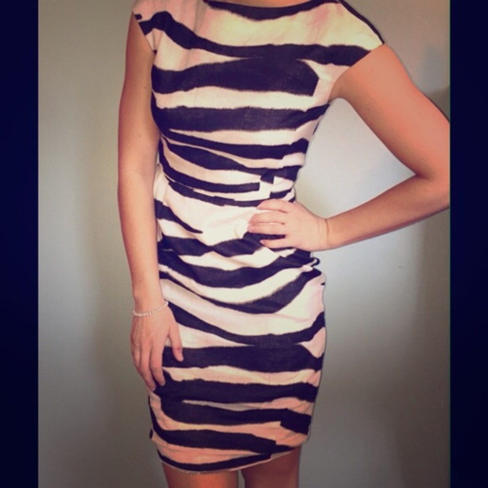 Banana Repbulic gorgeous zebra linen dress.